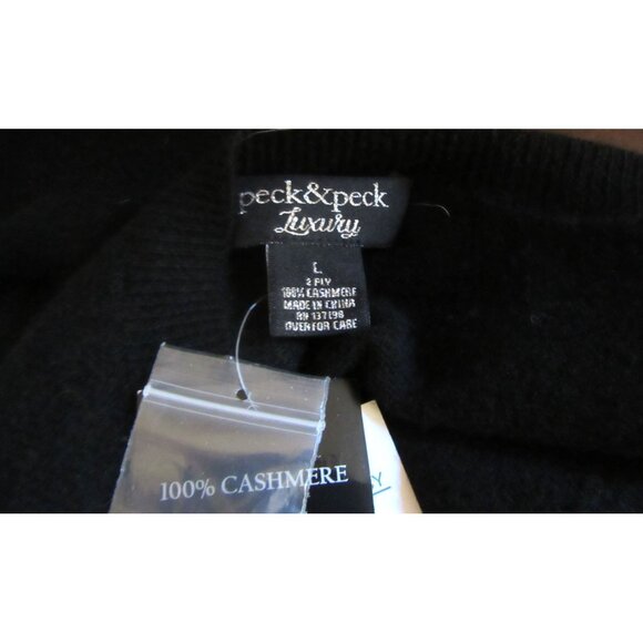 NWT Peck & Peck Black Cashmere Sweater w Embellished Design Size L - Picture 7 of 7